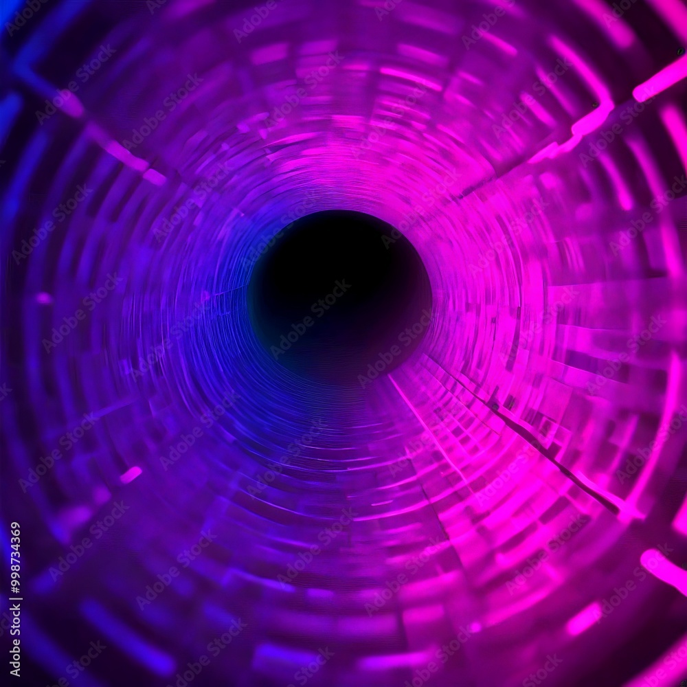 Aufkleber a digital illustration tunnel with a gradient of purple and blue hues, creating a sense of depth and perspective The tunnel's interior is filled with