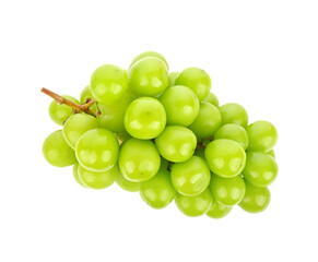 Shine Muscat grapes on a white background. White grapes. Japanese grapes. top view