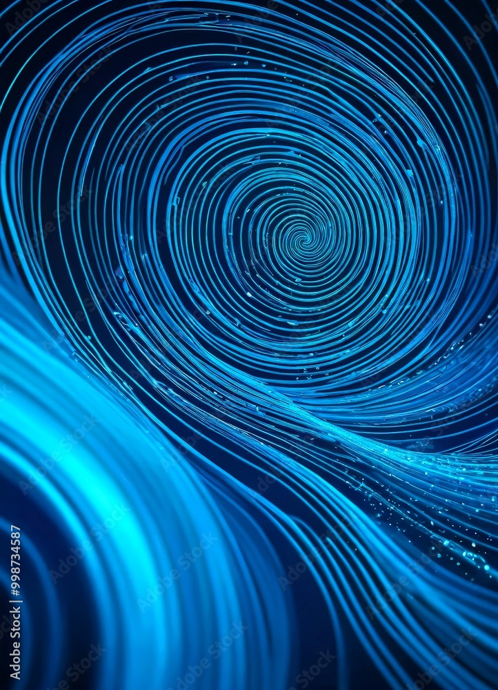 Aufkleber a spiral pattern of blue and white lines, creating a mesmerizing visual effect The lines are arranged in a circular fashion, with the center being the