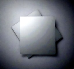 a dark, monochromatic composition with a square-shaped object in the center, surrounded by a gradient of black and gray tones