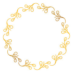 Gold leaves circle frame