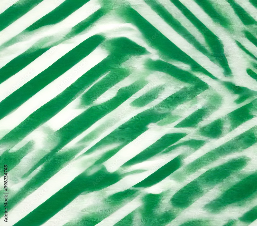 Poster a close-up view green and white striped pattern, with the stripes appearing to be slightly blurred, 