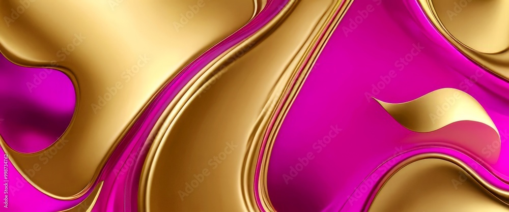 Fototapete a vibrant abstract composition with a gradient of colors, predominantly pink and gold, creating a dynamic and visually striking pattern