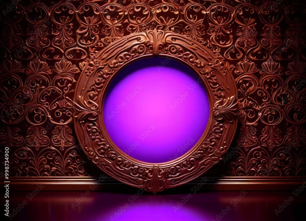 Aufkleber a circular, ornate frame with a purple glow is centered against a dark, intricate background with a 