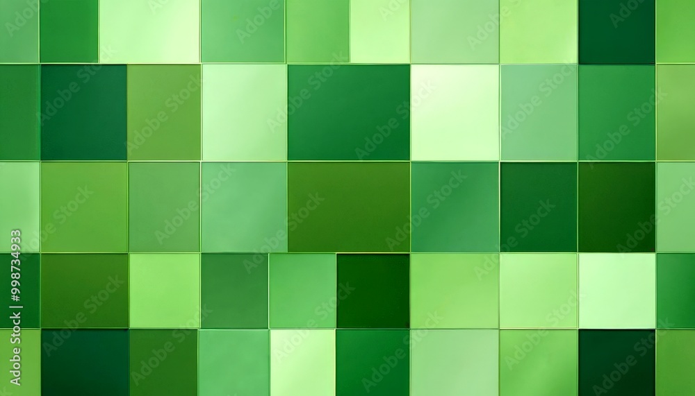 Poster a grid of square tiles in various shades of green, arranged in a uniform pattern