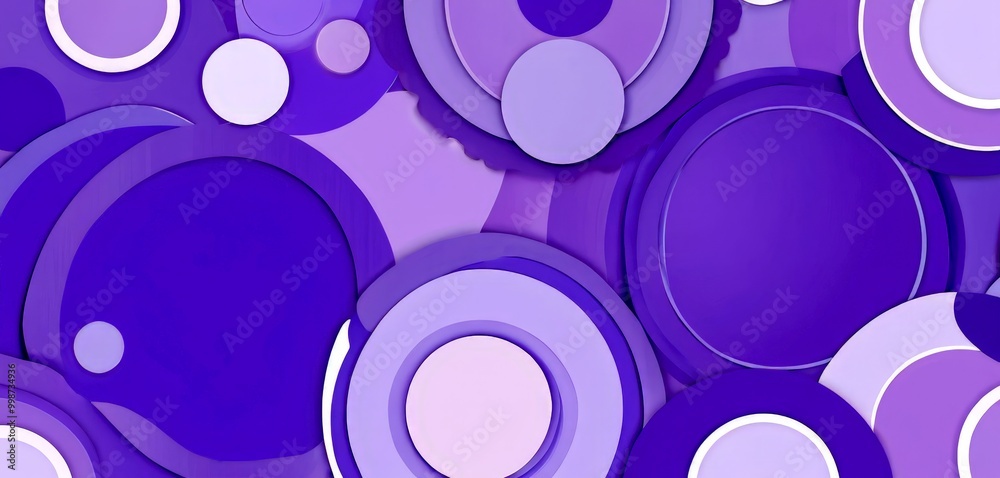 Leinwandbilder a vibrant abstract composition of overlapping circles in various shades of purple, ranging from light to dark, creating a dynamic and visually striking pattern