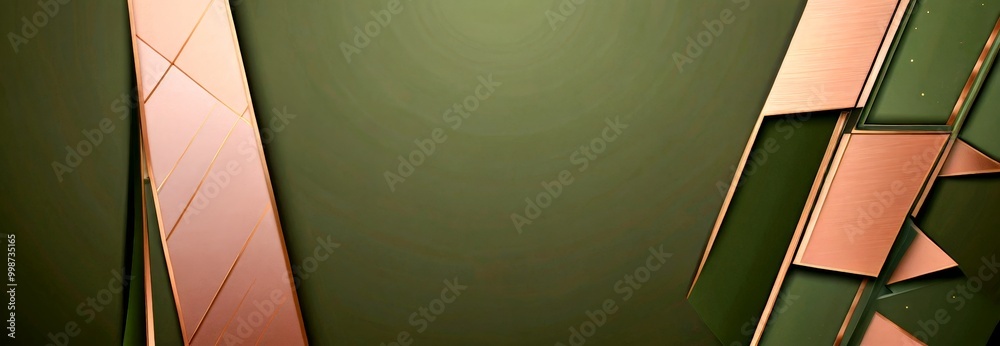 Aufkleber a geometric pattern with intersecting lines and shapes in shades of green and gold, creating a visually striking and abstract composition.