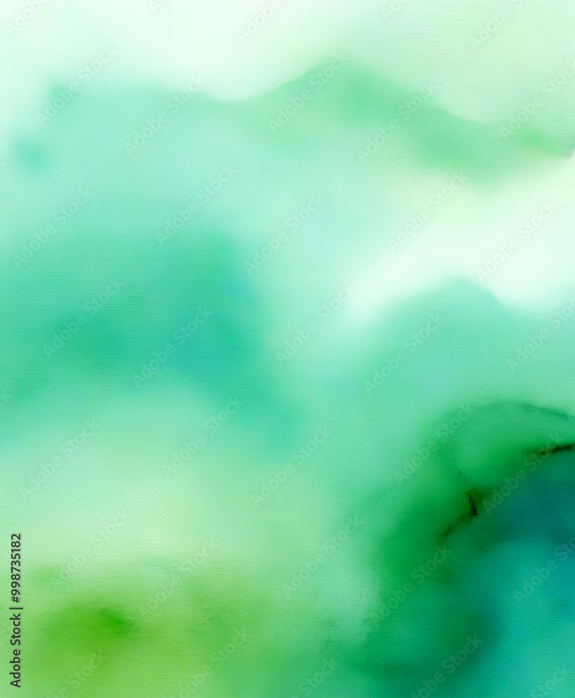 Aufkleber a watercolor painting with a soft, pastel green color palette The background is a blend of light and dark green, creating a sense of depth and movement The