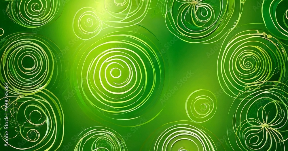 Leinwandbilder a vibrant abstract pattern of concentric circles in various shades of green, with a subtle gradient effect The circles are arranged in a random yet harmonious manner, creating