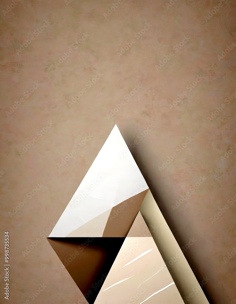 Leinwandbilder a minimalist geometric composition with a white triangle on the left and a beige triangle on the rig
