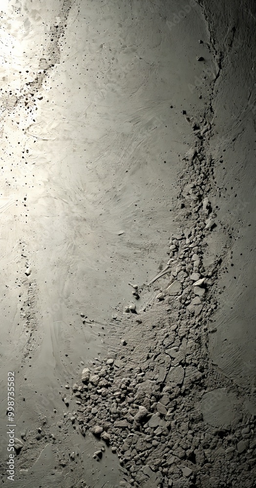 Fototapete a close-up view textured concrete surface, with a dark gray color and visible cracks and debris