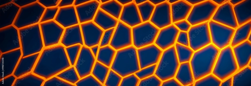 Aufkleber a close-up view pattern of orange and blue hexagonal shapes, creating a visually striking and abstract design
