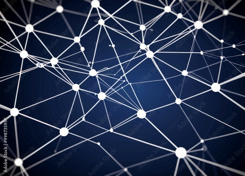 Aufkleber a complex network of interconnected lines and dots, creating a visually striking abstract pattern against a dark background