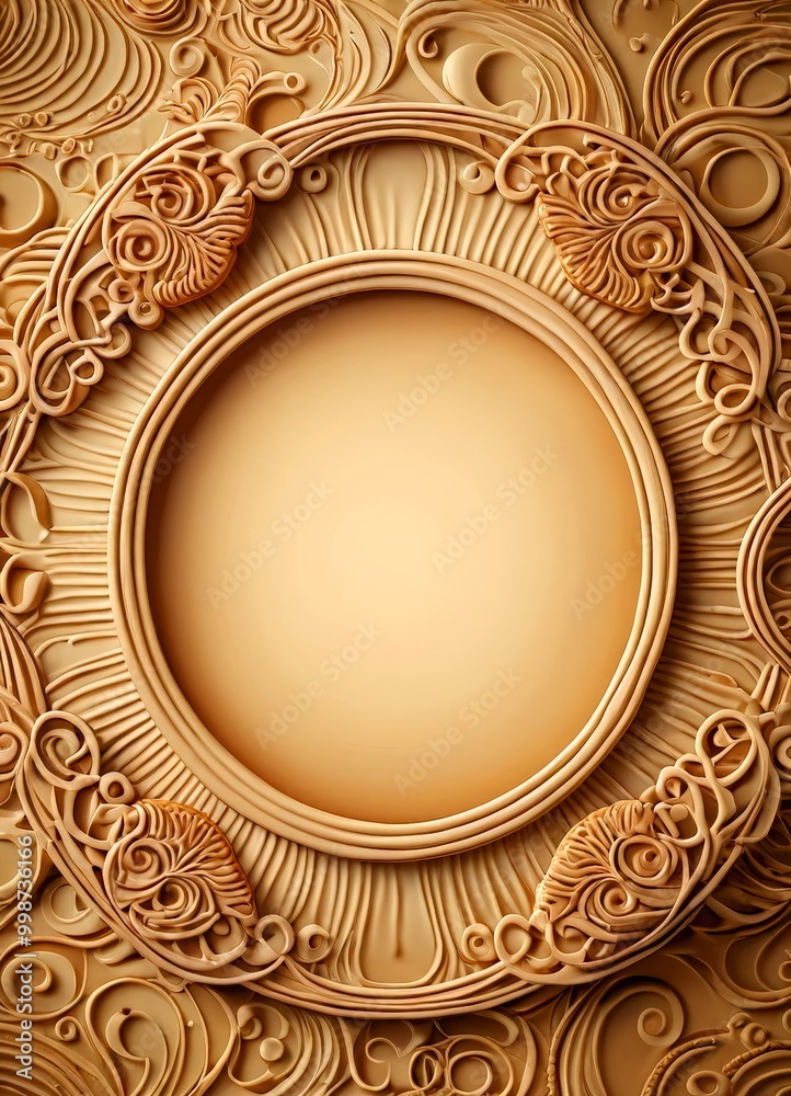 Poster a detailed, ornate golden frame with intricate floral and scroll designs surrounding a central empty