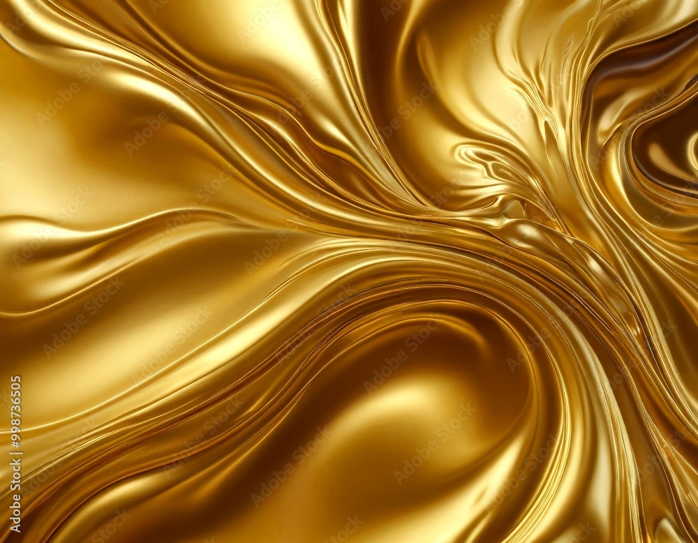 Poster a dynamic and swirling pattern of golden hues, creating a sense of movement and fluidity The golden color is prominent throughout the , with some areas appearing