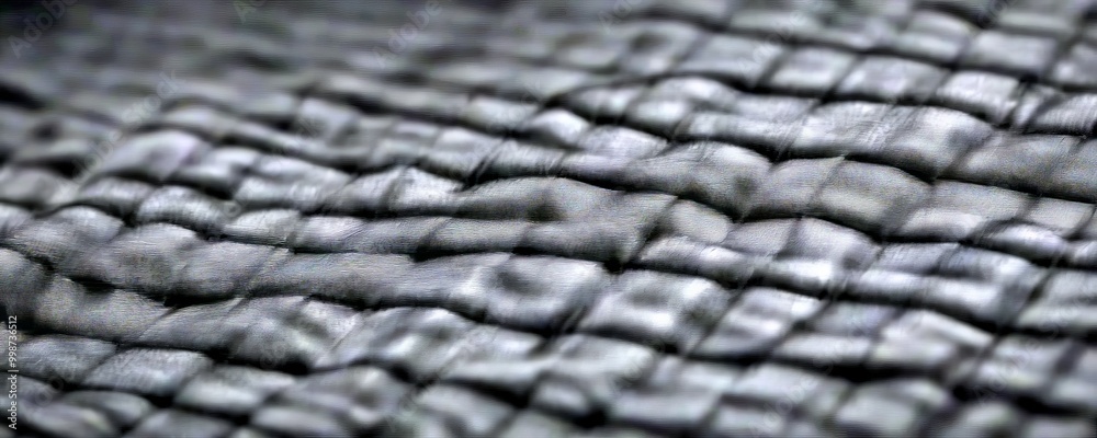 Poster A close-up view textured black fabric, with a repeating pattern of small squares or rectangles that create a criss-crossing effect