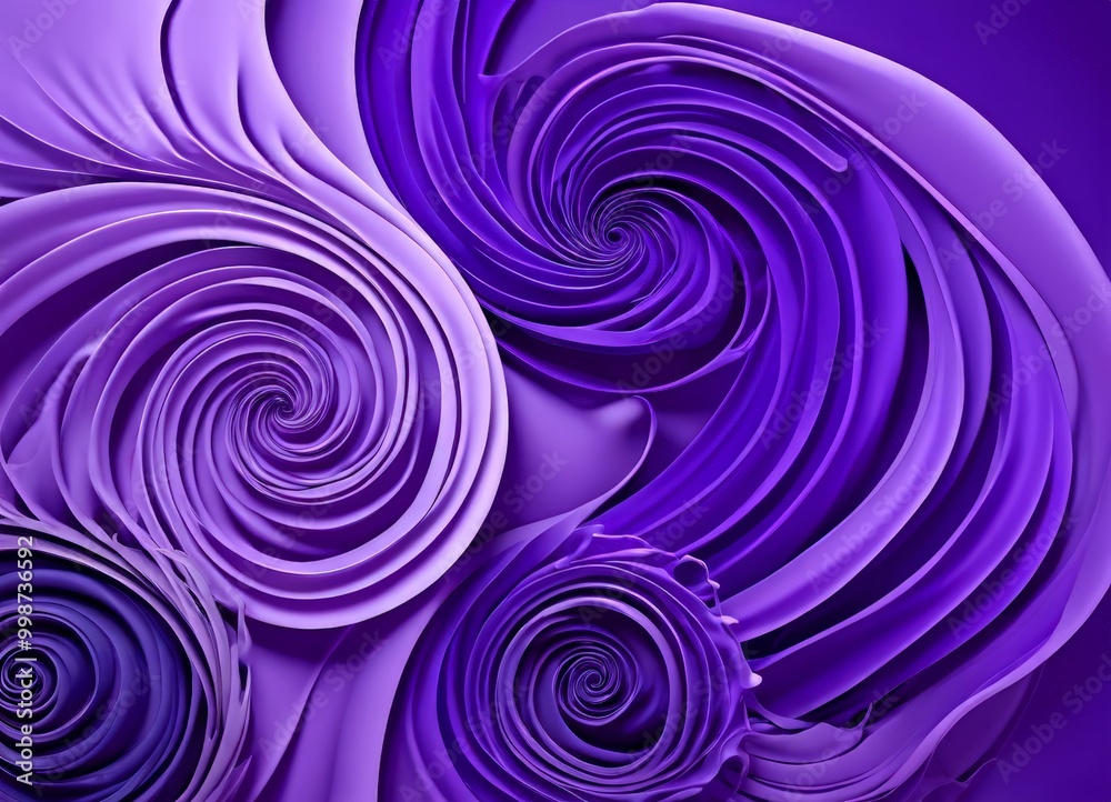 Aufkleber a close-up view spiral pattern in shades of purple, with the spirals appearing to be made of fabric 