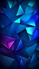 Fototapeta premium a dark blue background with a multitude of overlapping triangular shapes in various shades of blue, purple, and pink, creating a visually striking and abstract composition
