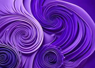 a close-up view spiral pattern in shades of purple, with the spirals appearing to be made of fabric or a similar material