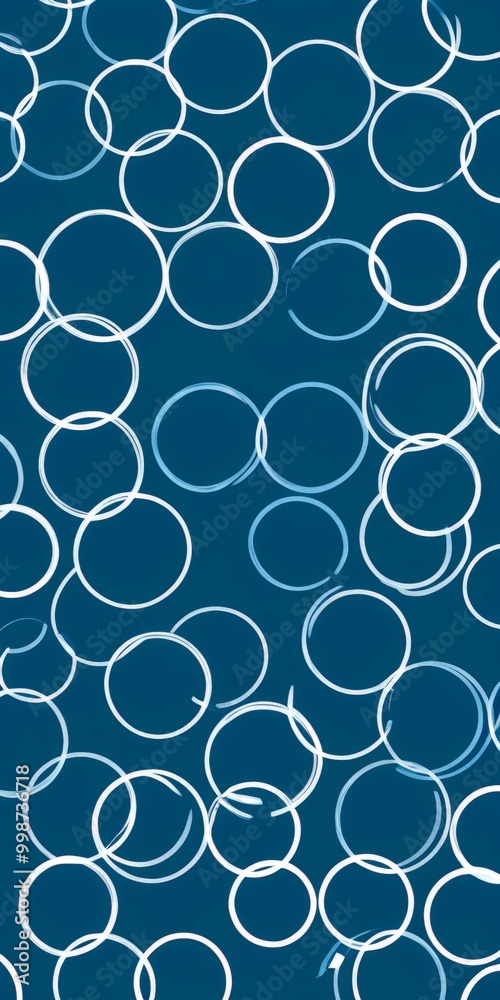 Poster a repeating pattern of white circles against a blue background, creating a visually striking and minimalist design