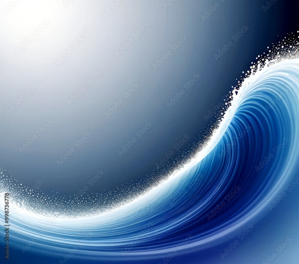 Leinwandbilder a serene ocean scene with a large, curling wave in the center, its crest adorned with small white specks that shimmer in the light The wave's deep blue color contrasts with