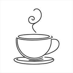 one line cup silhouette on white background

