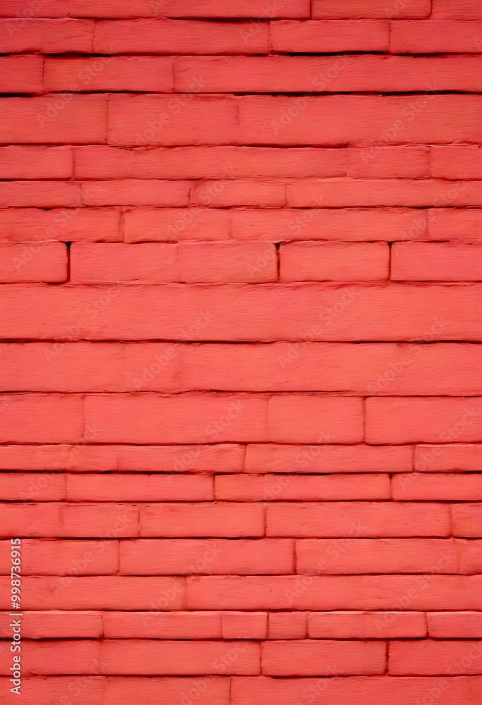 Aufkleber a close-up view pink brick wall, with the bricks arranged in a horizontal pattern and the mortar vis
