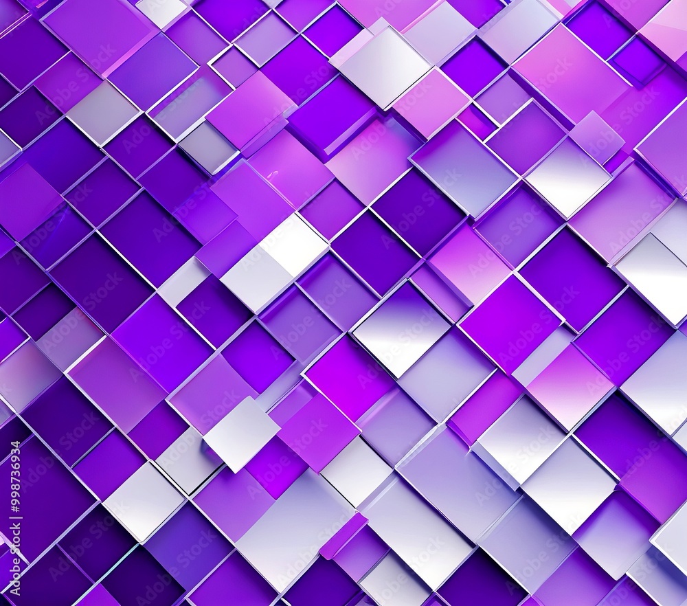 Aufkleber a geometric pattern composed of overlapping square tiles in various shades of purple and white, creating a visually striking and abstract design