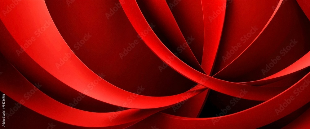 Poster Abstract red and black composition with overlapping curved lines