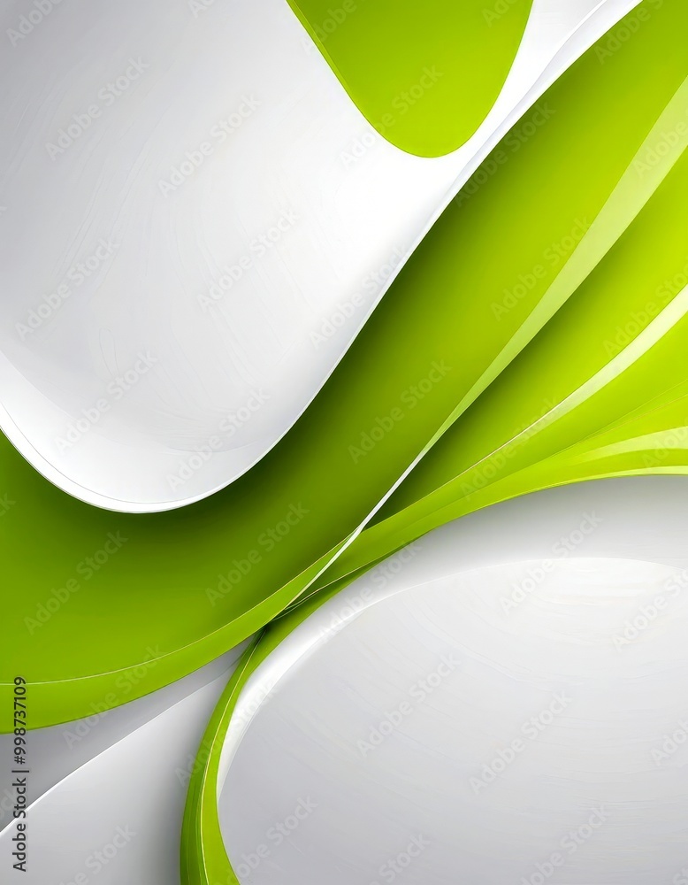 Fototapete a white and green abstract background with curved lines and a gradient effect, creating a visually appealing and dynamic composition