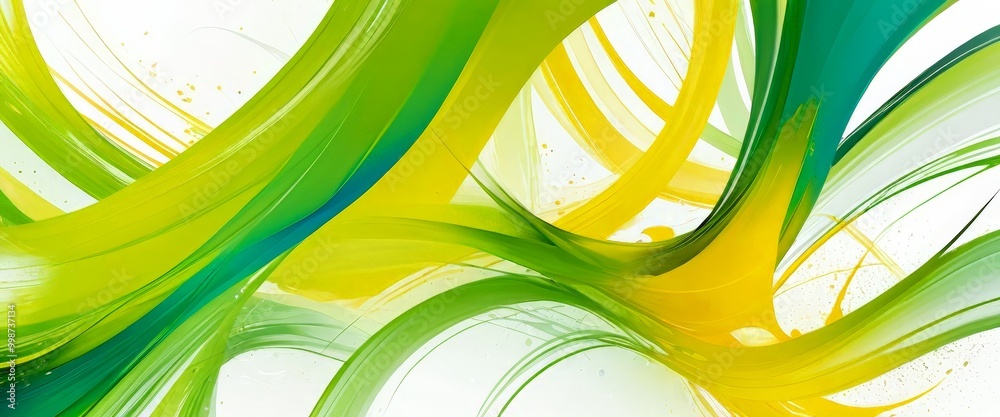 Aufkleber a vibrant abstract composition of overlapping green and yellow lines, creating a dynamic and energetic visual effect