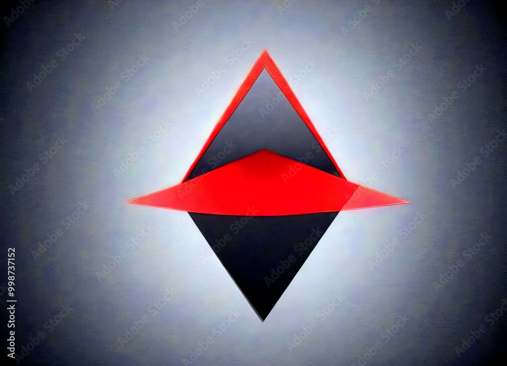 Poster A geometric design featuring a red triangle with a black base, set against a dark gray background