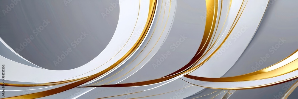 Poster a repeating pattern of curved lines in white and gold, creating a sense of movement and depth