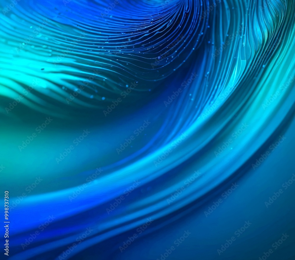 Aufkleber a close-up view wave-like pattern with a gradient of blue and green colors, creating a sense of move