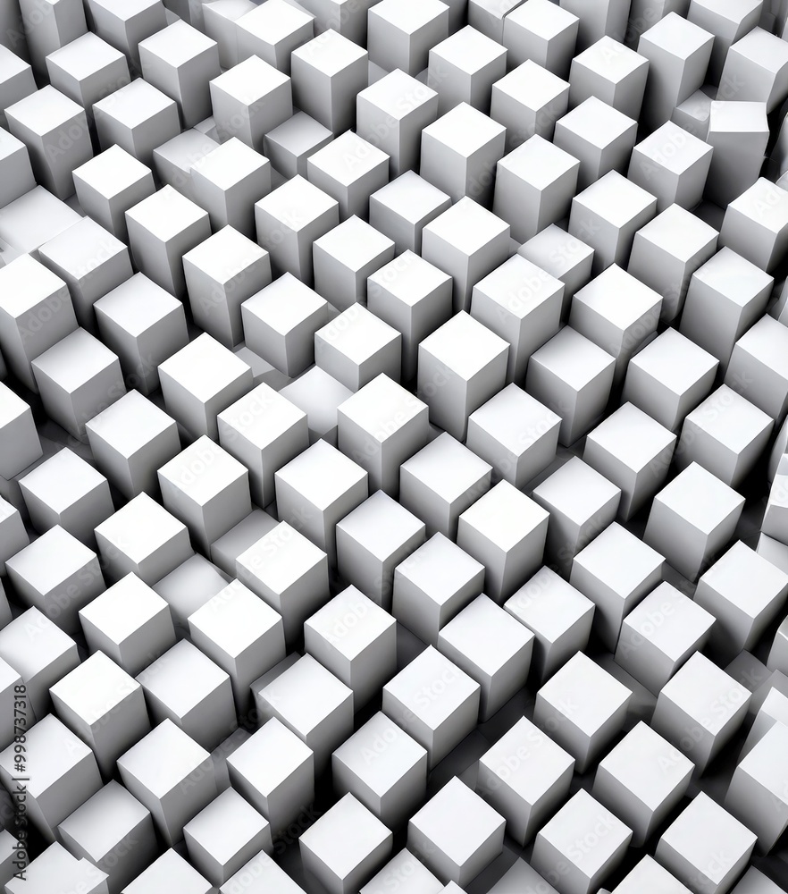 Poster A grid of white cubes, arranged in a repeating pattern, creating a visually striking and geometric composition