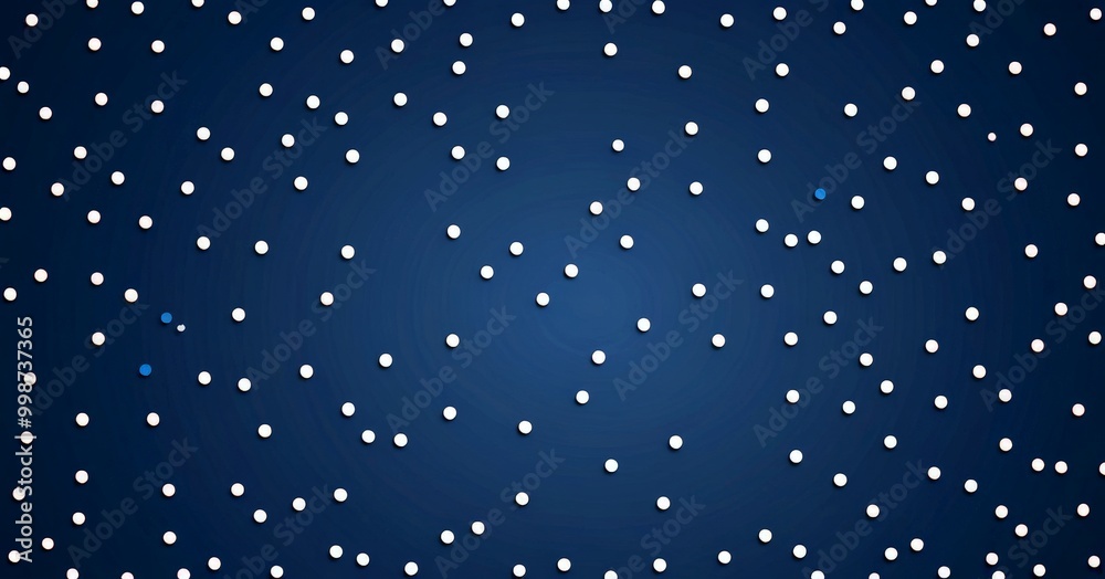 Poster a dark blue background with numerous white dots scattered across it, creating a sense of randomness and depth.