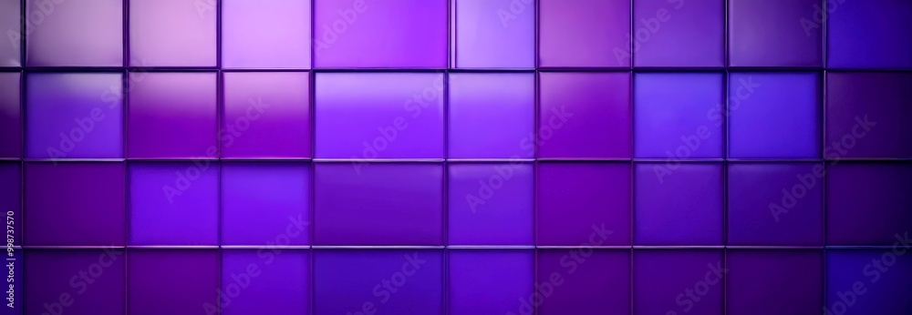 Poster A grid of square tiles in various shades of purple, creating a visually striking and abstract pattern