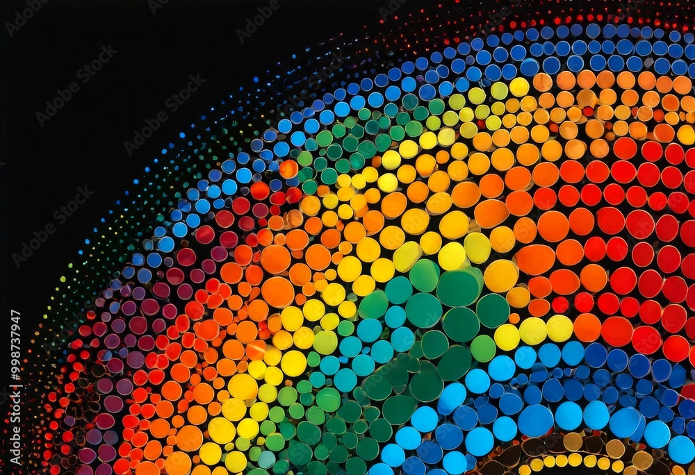 Aufkleber a vibrant abstract composition featuring a circular pattern of multicolored dots, creating a dynamic and visually striking effect