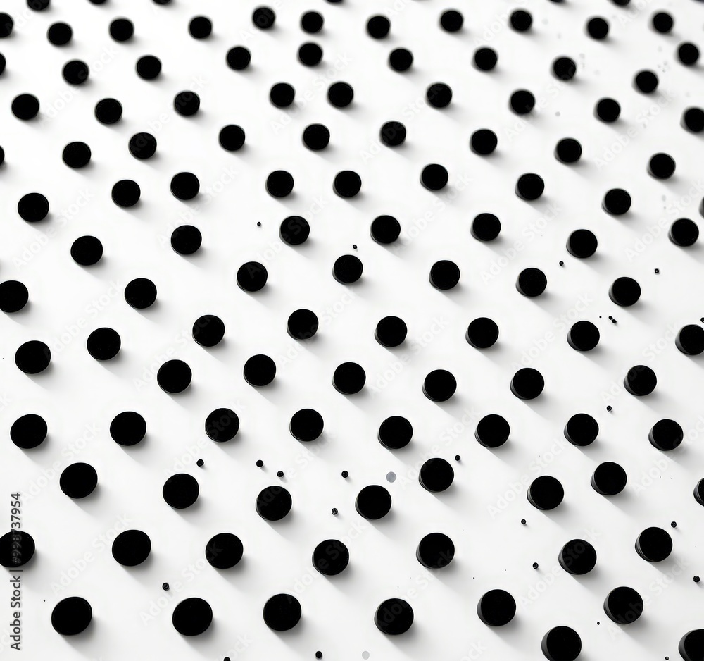 Poster A close-up white surface with a pattern of black dots arranged in a diagonal grid