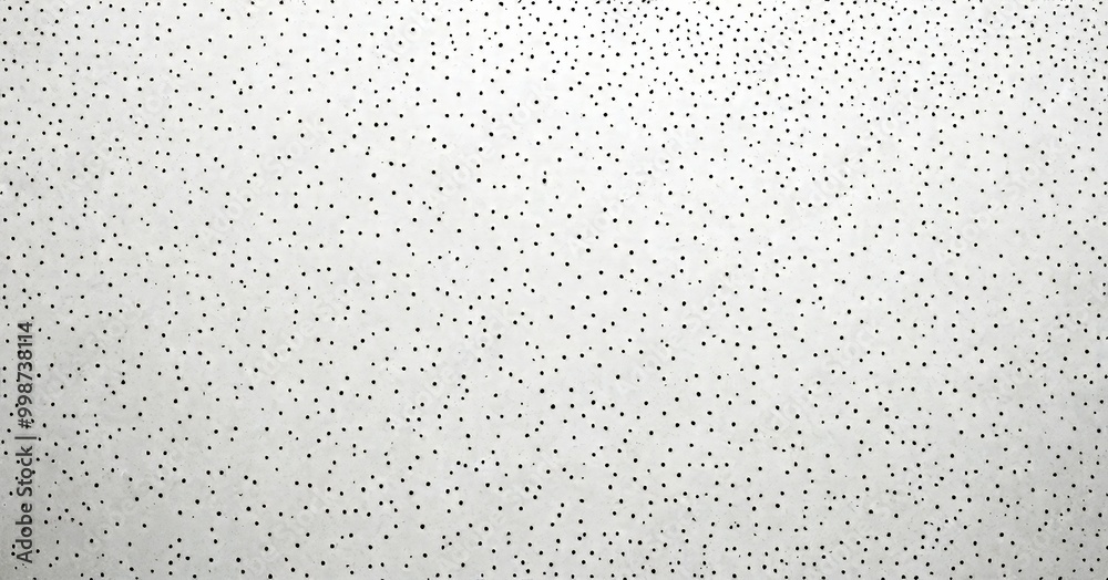 Poster a close-up view white wall with a pattern of small black dots, resembling a speckled or speckled tex
