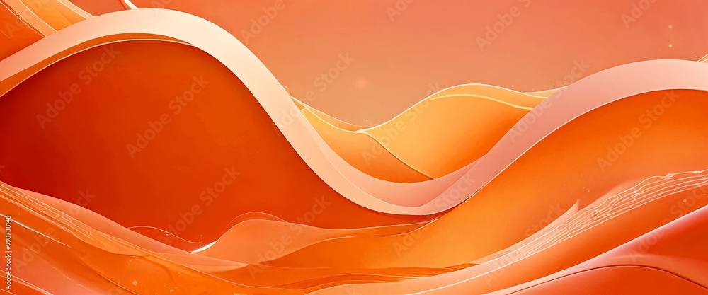 Aufkleber an abstract representation fluid, wave-like pattern in shades of orange and pink, with a gradient effect transitioning from a lighter shade at the top to