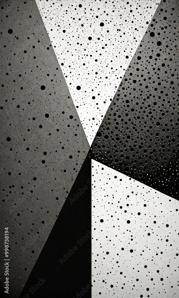 Leinwandbilder a black and white abstract composition featuring a triangular pattern with a dark background and a lighter background, creating a sense of depth and dimension