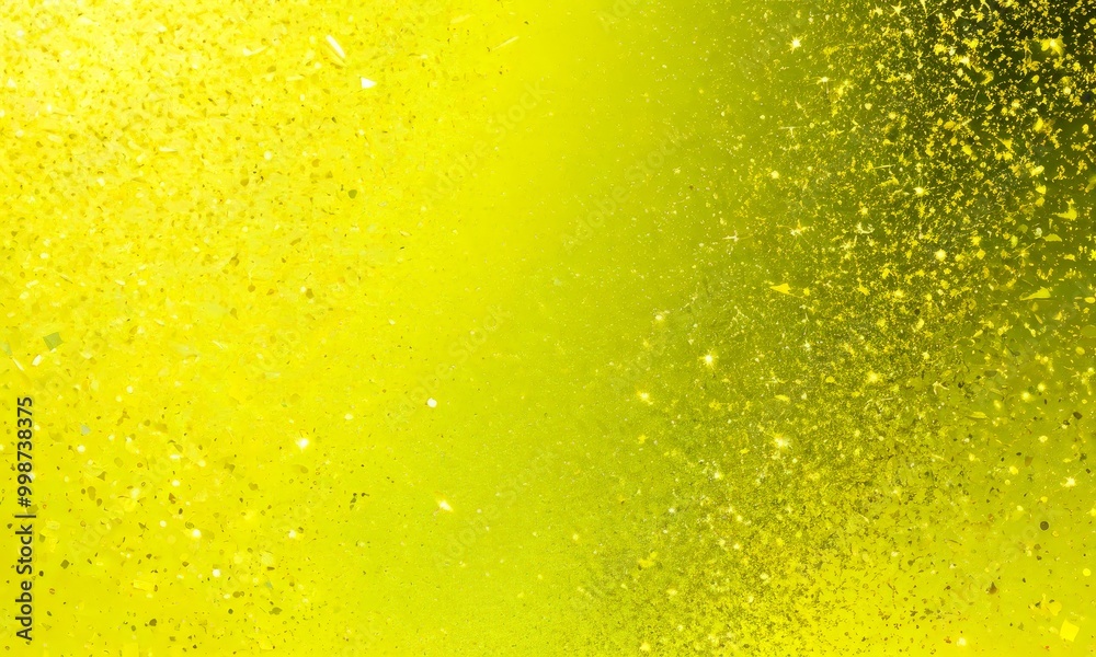 Poster A vibrant yellow background with scattered glitter particles, creating a shimmering and sparkling effect
