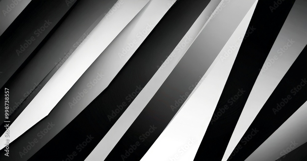 Poster a striking black and white abstract composition, with diagonal lines intersecting at various angles, creating a sense of dynamic movement and rhythm