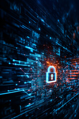 Obraz premium abstract security lock in the cyberspace; technology backgroud