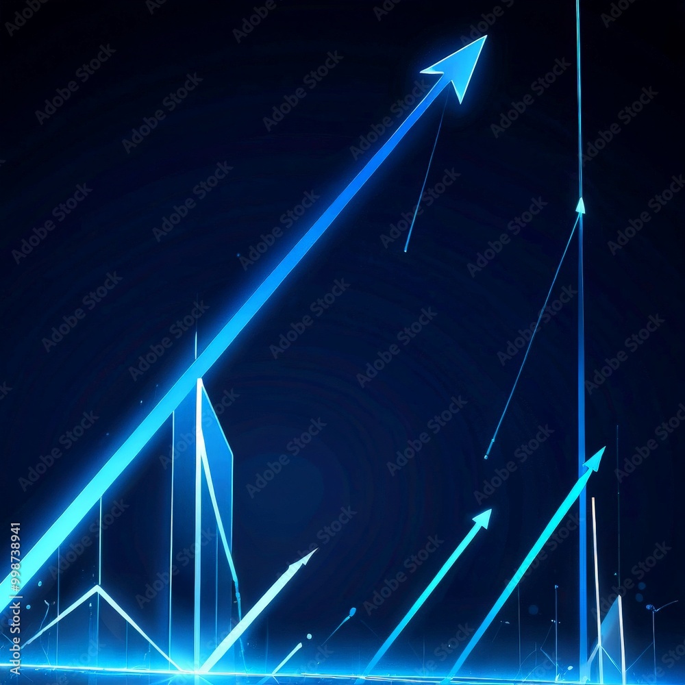 Poster a futuristic cityscape with towering structures and glowing blue lines, suggesting a technological o