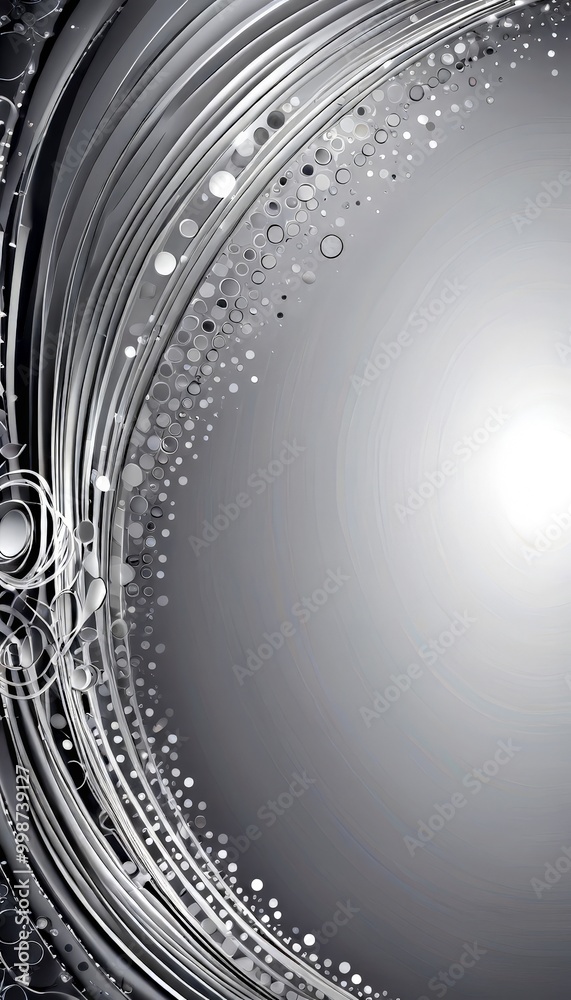 Aufkleber a gray and white abstract background with a curved wave-like pattern and scattered dots, creating a sense of movement and dynamism