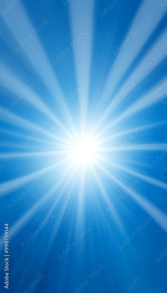 Poster a radiant blue sky with a bright sun shining down on the scene, creating a sense of depth and perspective