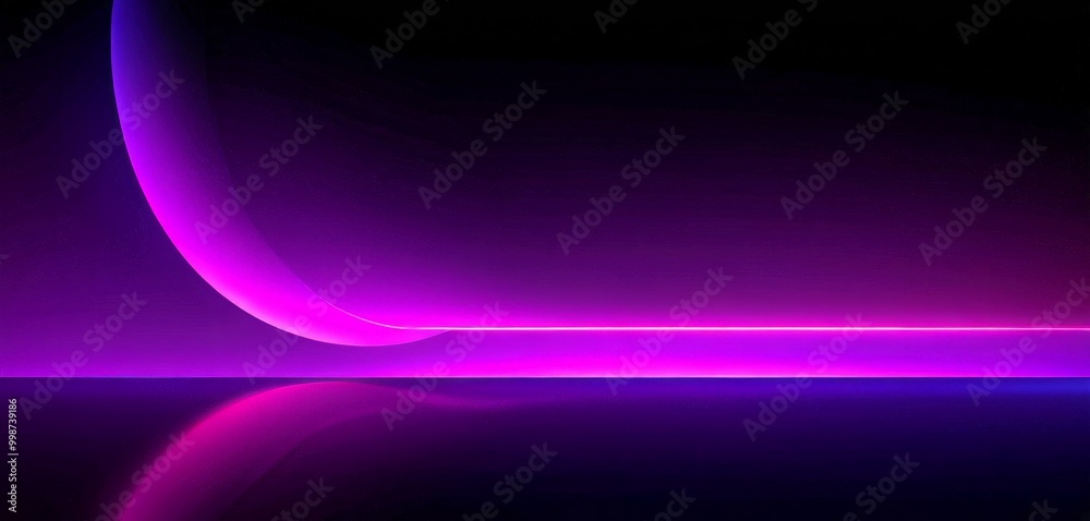 Aufkleber a gradient of purple and blue hues, with a curved line of purple light reflecting on a dark surface,