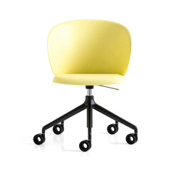 modern design yellow soft chair on wheels with backrest isolated on white